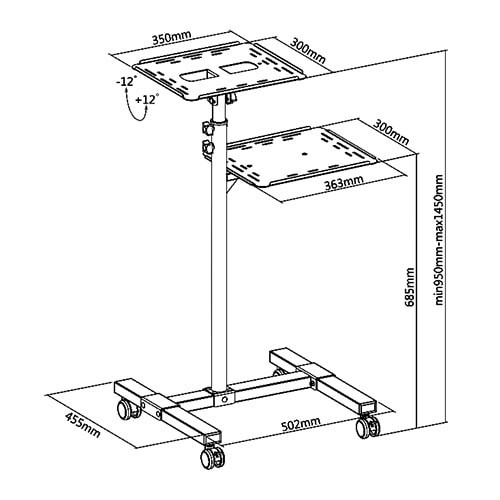 Skill Tech SH TS08 Steel Adjustable Projector & Laptop Trolley