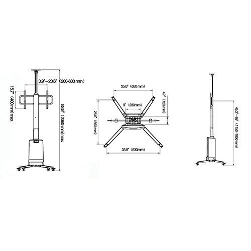 North Bayou NB-TW85 Motorized Telescopic Height-Adjustable Aluminium Tv Stand