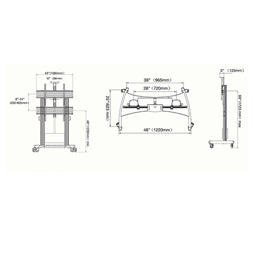North Bayou NB TW100 Motorized Telescopic Height-Adjustable Aluminum Tv Stand