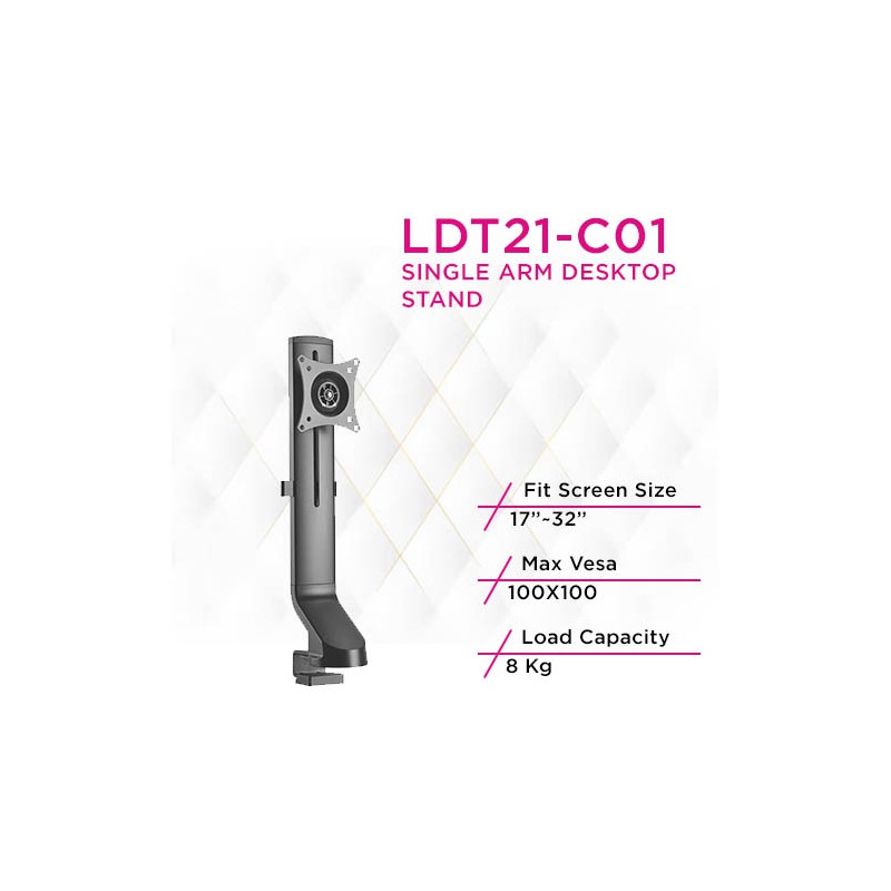 ذراع شاشة Skill Tech LDT21-C01 المتوافق مع محطة العمل ذات الشاشة الواحدة والجلوس والوقوف