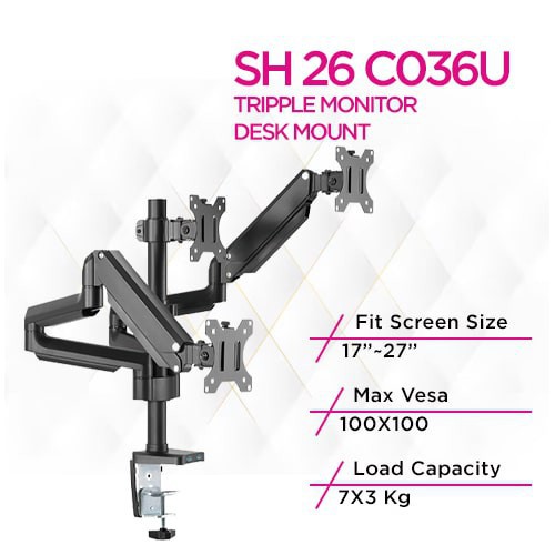 Skill Tech SH26 C036U ذراع شاشة رفيعة مثبتة على عمود...
