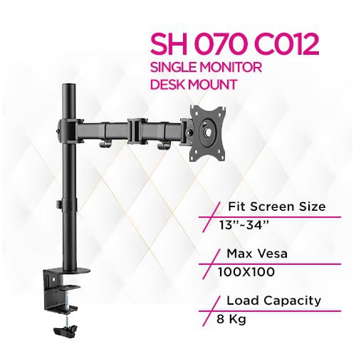 Skill Tech SH 070 C012 Single Monitor Pole-Mounted Monitor Arm