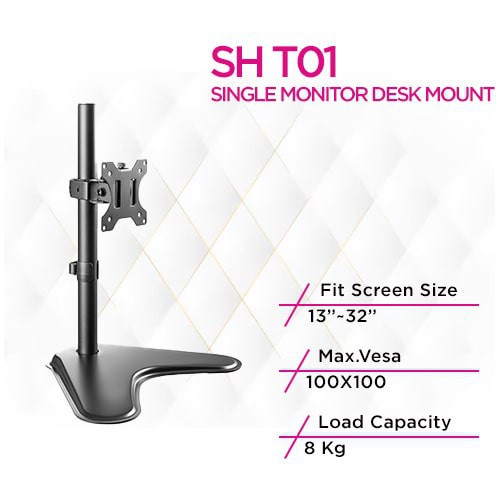 Skill Tech SH T01 Single-Monitor Steel Articulating Monitor Mount