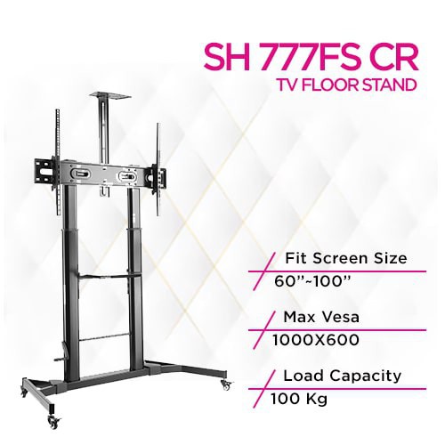 Skill Tech SH 777FS CR Crank Handle Height Adjustable Tv Stand