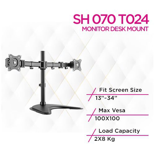 Skill Tech SH 070 T024 Dual-Monitor Steel Articulating Monitor Mount