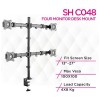 Skill Tech SH C048 Quad Monitors Premium Aluminium Articulating Monitor Arm