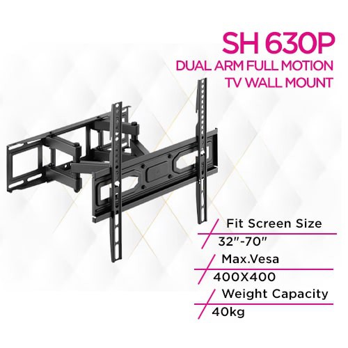 Skill Tech SH 630P Dual Arm Full Motion Tv Wall Mount