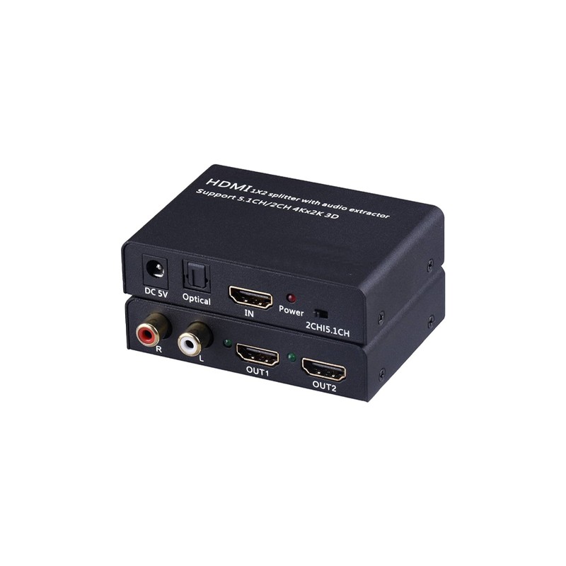HDMI 1x2 Splitter with Audio Extractor (SPDIF + L/R)