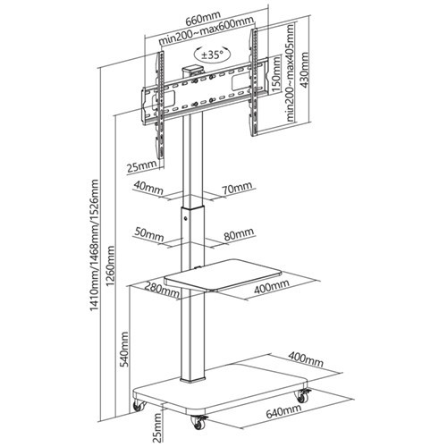 Skill Tech SH 19FS Storage-Savvy TV Cart