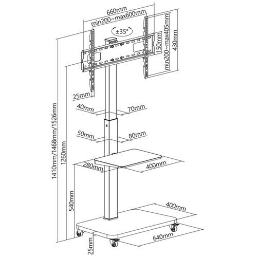 Skill Tech SH 19FS Storage-Savvy TV Cart
