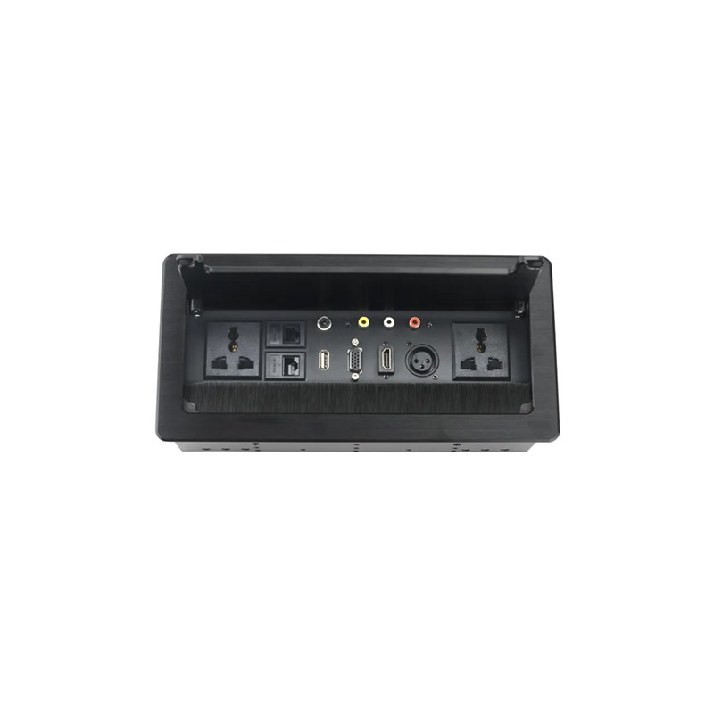Skill Tech Black Table Cable Cubby Pop Up Box For Conference Desk Use