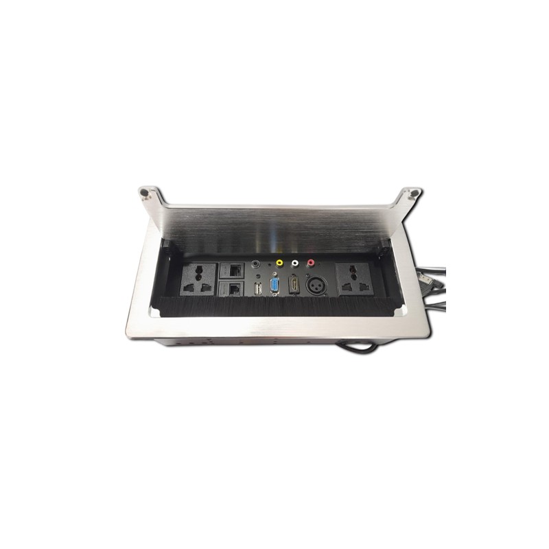 Skill Tech Silver Table Cable Cubby Pop Up Box For Conference Desk Use