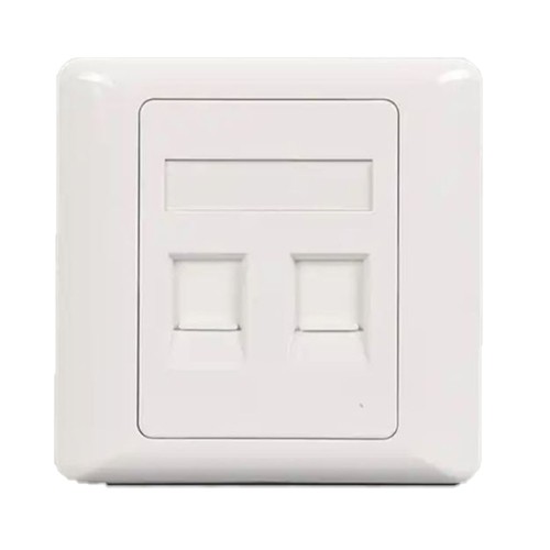 لوحة واجهة بيضاء لشبكة RJ45 من Skill Tech مزودة بمنفذين...