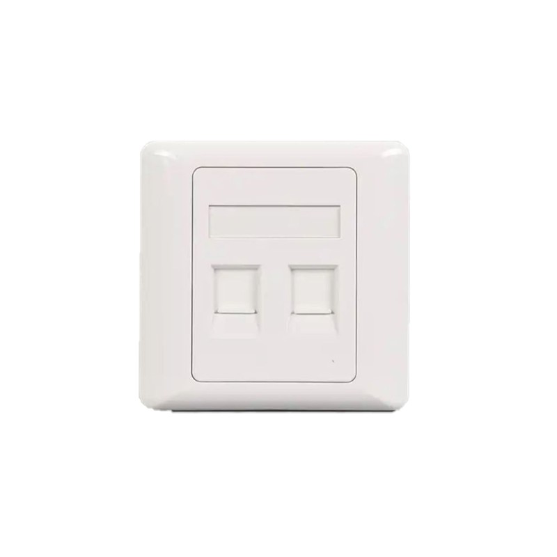 Skill Tech RJ45 White Faceplate Two Port Network Wall Mount Plate