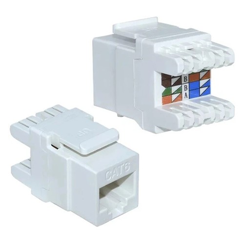 مقبس كيستون RJ45 من سكيل تيك CAT6 أبيض بزاوية 180 درجة