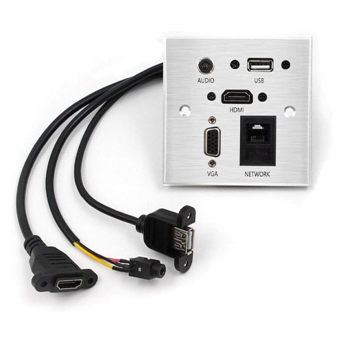 لوحة واجهة متعددة الوظائف من الفولاذ HDMI VGA USB RJ45 صوت
