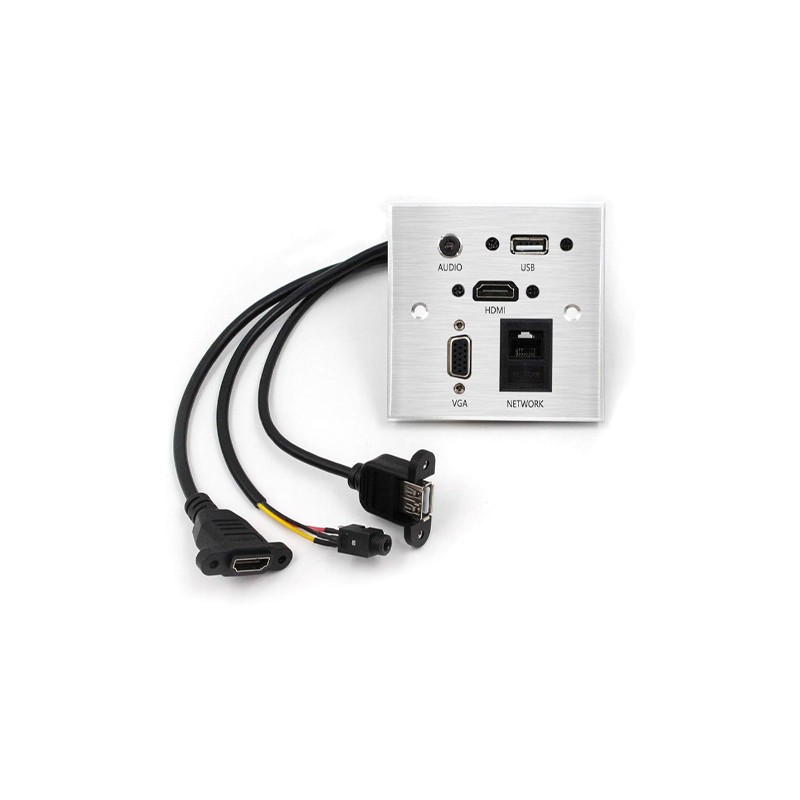 Steel Multifunction Faceplate HDMI VGA USB RJ45 Audio