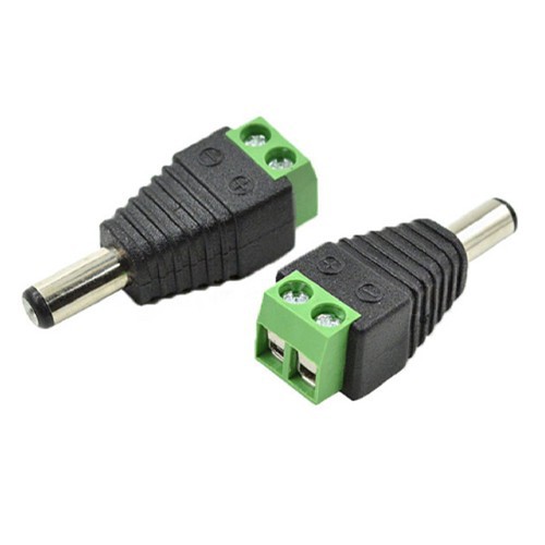 DC Male Green Screw Terminal Connector for Power Cable Connections