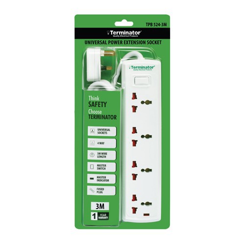 Terminator TPB 524-3M Universal Power Extension Socket