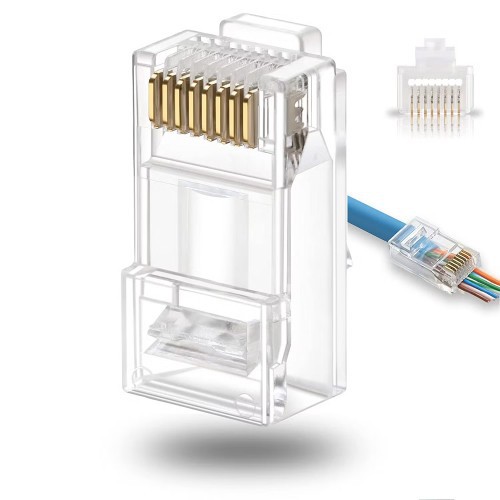 Skill Tech RJ45 Cat6 Pass Through Connector Crystal