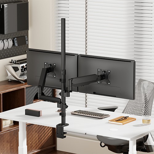 Skill Tech SH 80 C024 Vertical Dual Monitor Gas-Spring Pole Deskmount