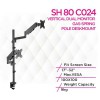 Skill Tech SH 80 C024 Vertical Dual Monitor Gas-Spring Pole Deskmount