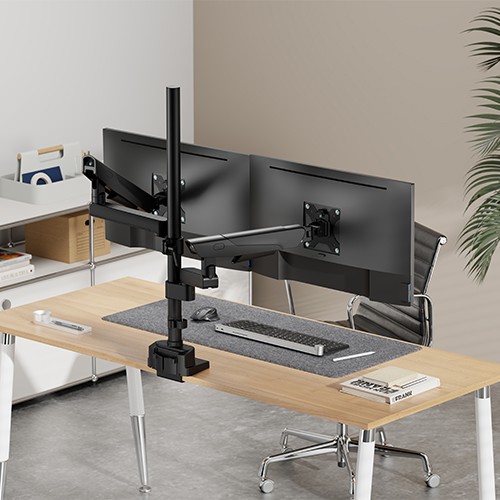 Skill Tech SH 84 C024 Vertical Dual Monitor Gas-Spring Pole Deskmount