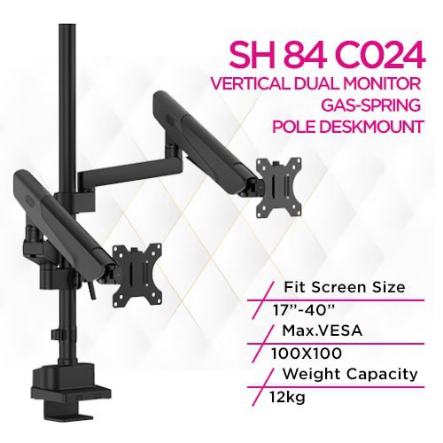 Skill Tech SH 84 C024 Vertical Dual Monitor Gas-Spring...
