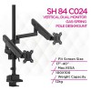 Skill Tech SH 84 C024 Vertical Dual Monitor Gas-Spring Pole Deskmount