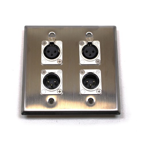 لوحة وجه XLR 2 ذكر + 2 أنثى - فولاذ مقاوم للصدأ