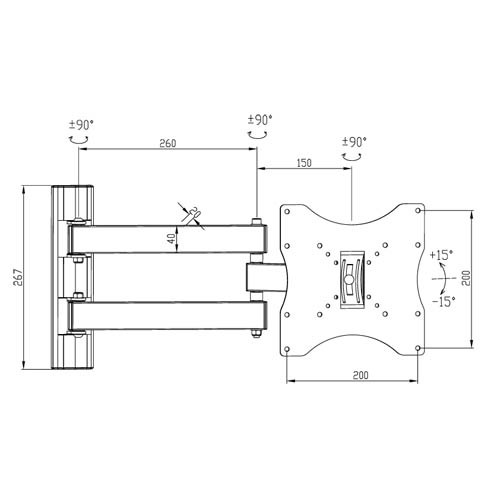 Skill Tech SH 32P Super Economy Full-Motion Tv Wall Mount
