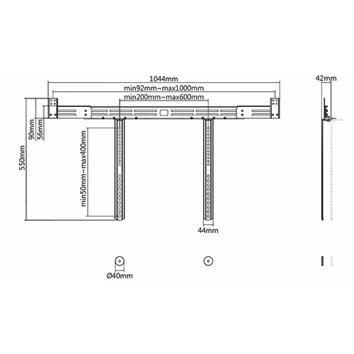 BLUETEK SB 55 UNIVERSAL SOUND BAR BRACKET TV STAND ATTACHED