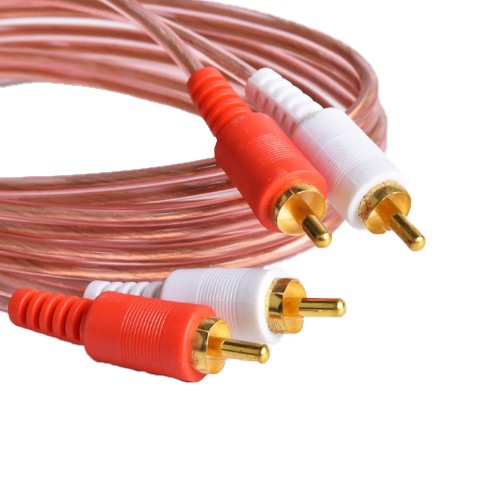 كابل صوت JSJ Transparent 2RCA إلى 2RCA شفاف 2RCA