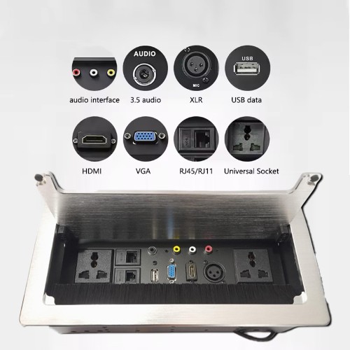 Table Sockets with Retractable Cover (Silver)