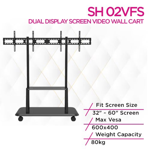Skill Tech SH 02VFS Dual Display Screen Video Wall Cart