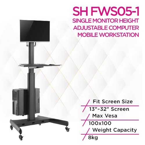 Skill Tech SH FWS05-1 Single Monitor Height Adjustable...