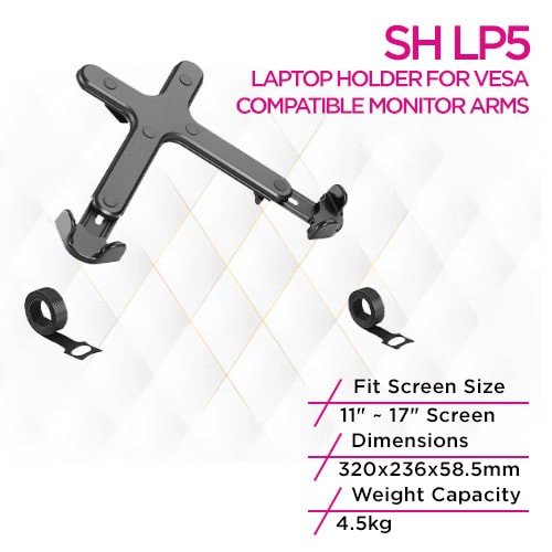 Skill Tech SH LP5 Laptop Holder For Vesa-Compatible Monitor Arms
