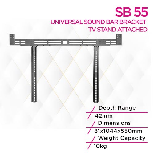 BLUETEK SB 55 UNIVERSAL SOUND BAR BRACKET TV STAND ATTACHED