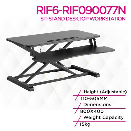 RIF6 RIF090077N Sit-Stand Desktop Workstation