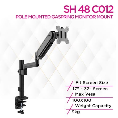 ذراع شاشة مزود بنابض غازي مثبت على عمود من Skill Tech SH 48 C012