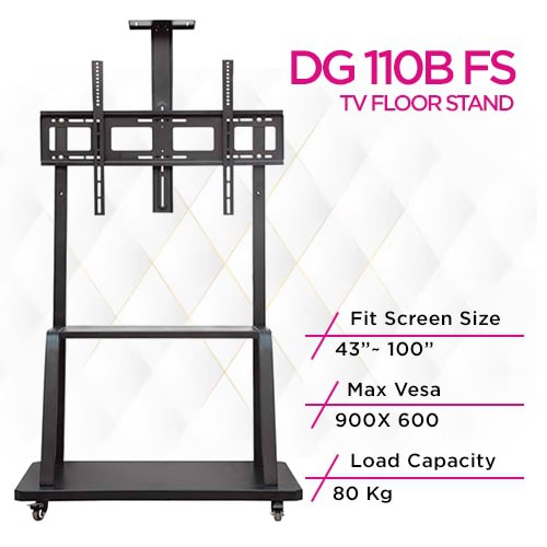 حامل عربة تلفزيون DGTech DG 110B FS عالي التحمل، عربة...
