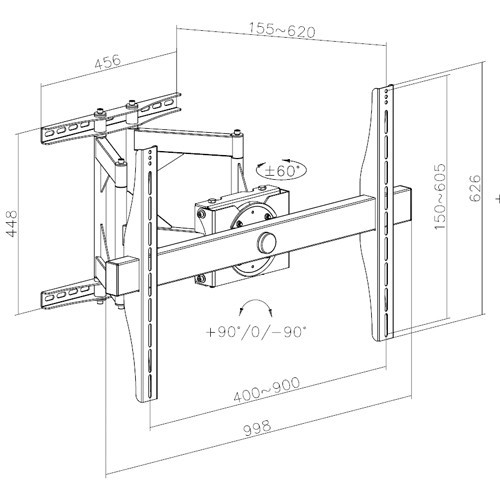Skill Tech SH 380P Premium Extra Heavy Duty Full Motion Wall Mount