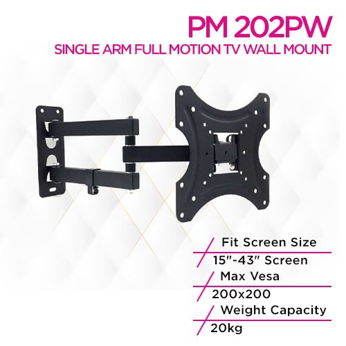Primestar PM-202PW Single Arm Full Motion TV Wall Mount
