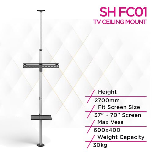 Skill Tech SH FC01 Premium Floor-To-Ceiling Tv Mount