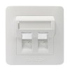 CommScope 2-Port Angled Faceplate, White, Shuttered
