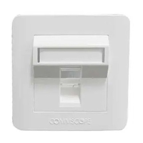 CommScope 1-Port Angled Faceplate, White, Shuttered