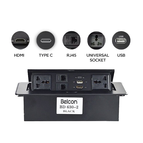 Belcon BD 630-2-Black Pop Up Table Socket