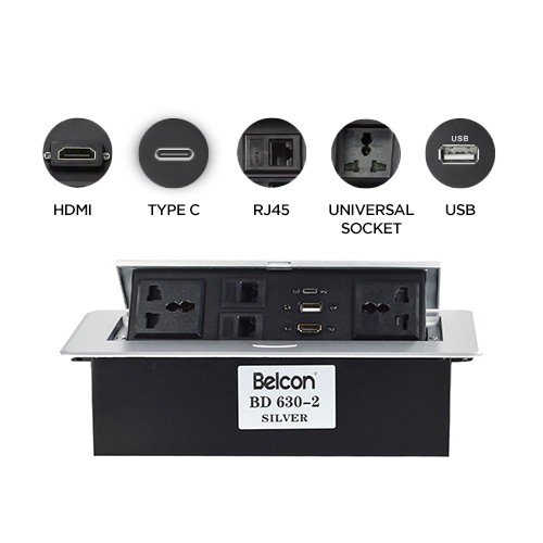 Belcon BD 630-2-Silver Pop Up Table Socket