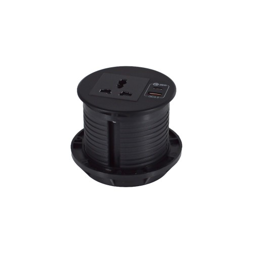 Belcon TS80-Black Round Desktop Socket with USB Charger