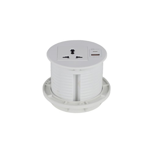 Belcon TS80-White Round Desktop Socket with USB Charger